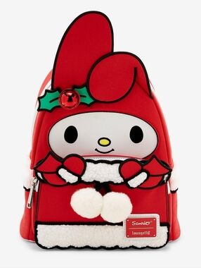 Loungefly Sanrio My Melody Christmas Holiday Mini Backpack in Red & White